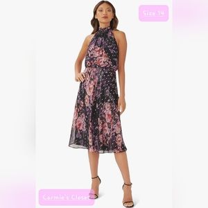 🔥NWT🔥OBO🔥 🟠 Adrianna Papell Women's Floral Chiffon Halter Dress Size 14